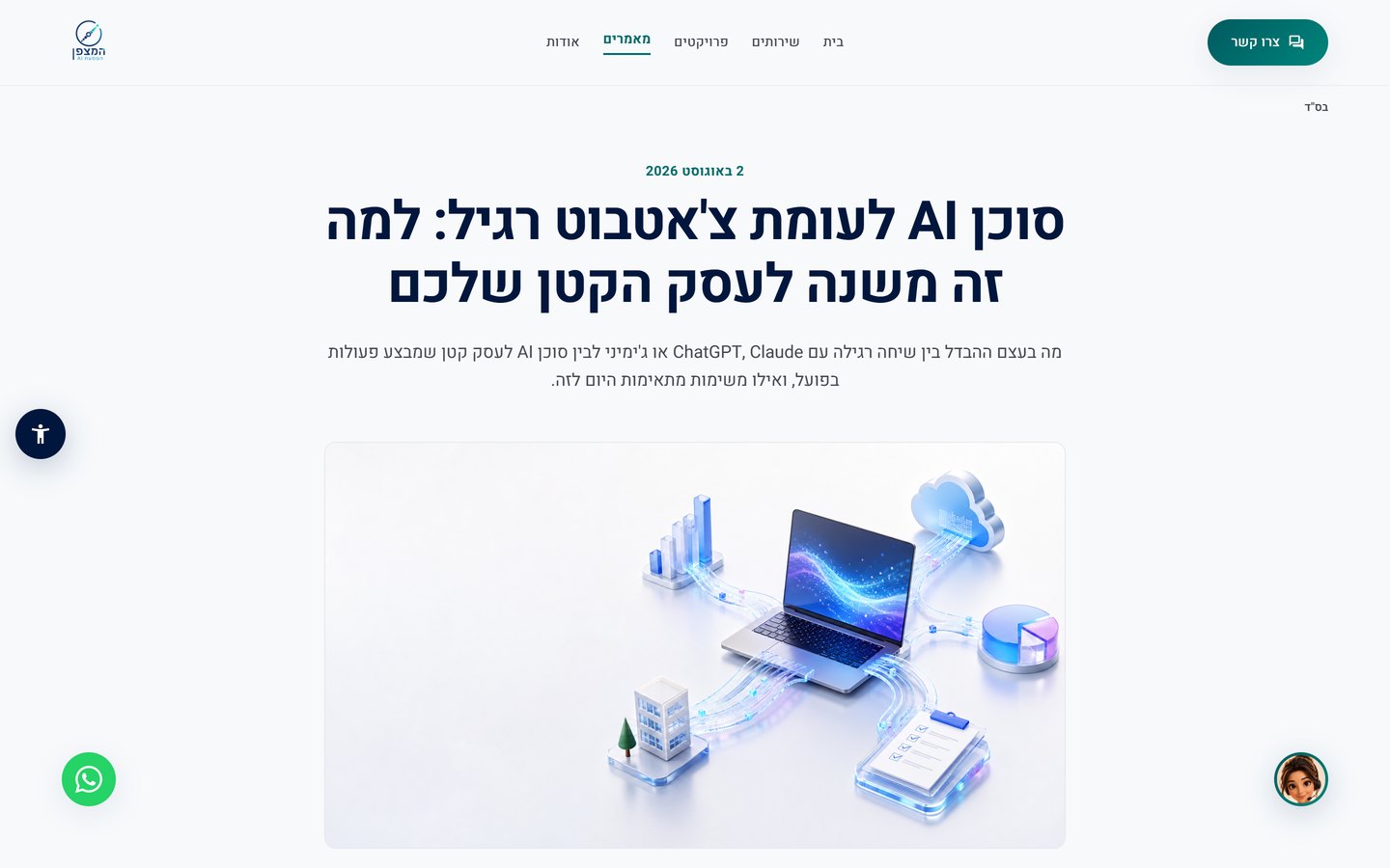 עמוד מאמר בבלוג: כותרת, תמונת נושא רחבה, וגוף המאמר בעברית עם כותרות משנה